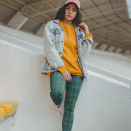 マクロードタータンチェックブルーグリーン レギンス