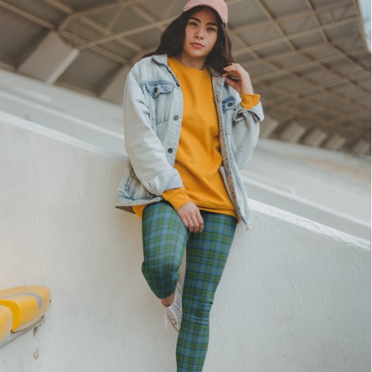 マクロードタータンチェックブルーグリーン レギンス