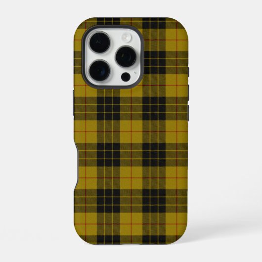 マクロード氏族のタータン（黄色と黒の格子縞） iPhoneケース (裏面)