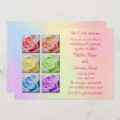 マクロ虹のバラの結婚式招待状 招待状 (正面/裏面)