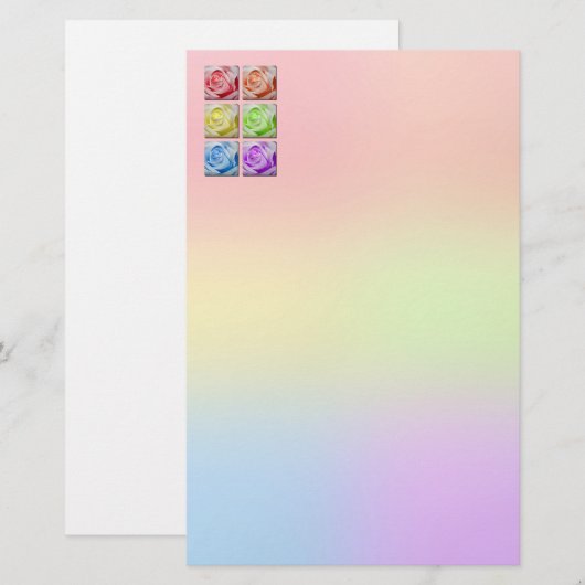 マクロ虹のバラ 便箋 (正面/裏面)