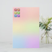 マクロ虹のバラ 便箋 (スタンド正面)