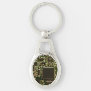 マクロ グリーン回路基板   PCB写真 キーホルダー