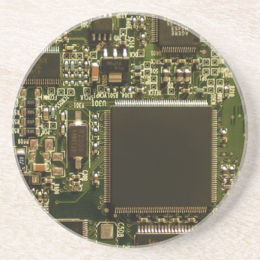 マクロ グリーン回路基板 | PCB写真 コースター (正面)
