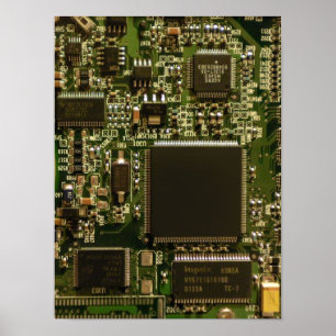 マクロ グリーン回路基板 PCB写真 ポスター