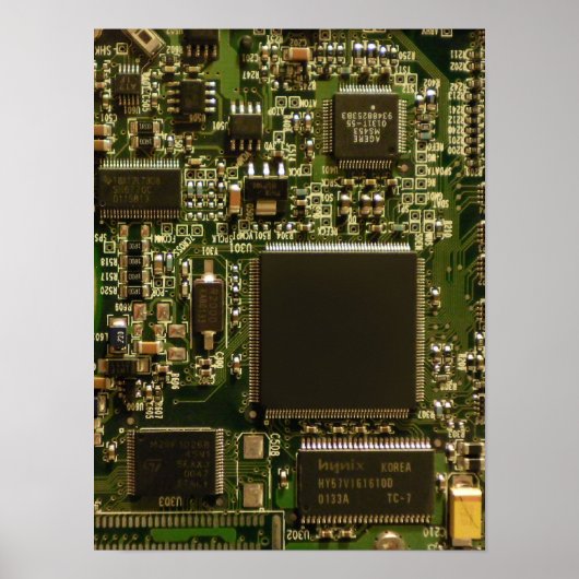 マクロ グリーン回路基板 | PCB写真 ポスター (正面)