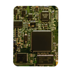マクロ グリーン回路基板 PCB写真 マグネット