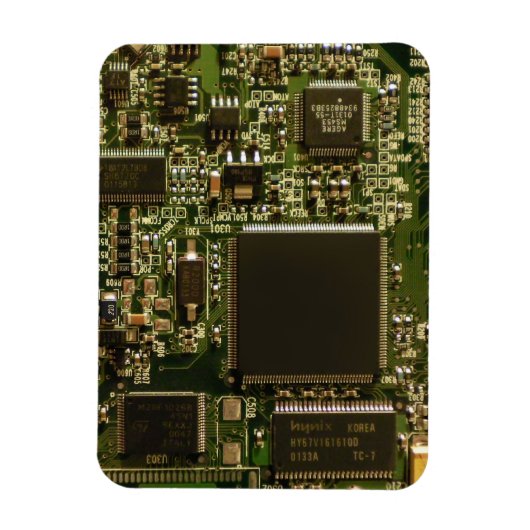 マクロ グリーン回路基板 | PCB写真 マグネット (縦)