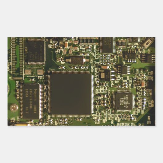 マクロ グリーン回路基板 | PCB写真 長方形シール (正面)