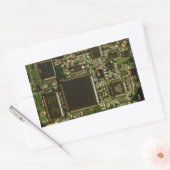 マクロ グリーン回路基板 | PCB写真 長方形シール (封筒)