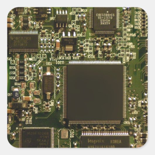 マクロ グリーン回路基板 | PCB フォト スクエアシール (正面)