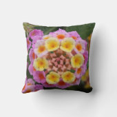 マクロ:ピンクと黄色のランタナの花 クッション (裏面)