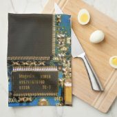 マクロ ブルー回路基板 | PCBの写真 キッチンタオル (四つ折り)