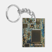 マクロ ブルー回路基板 | PCBの写真 キーホルダー (正面左)