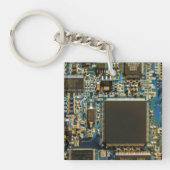 マクロ ブルー回路基板 | PCBの写真 キーホルダー (正面)
