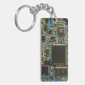 マクロ ブルー回路基板 | PCBの写真 キーホルダー (正面左)