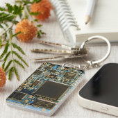 マクロ ブルー回路基板 | PCBの写真 キーホルダー (正面右)