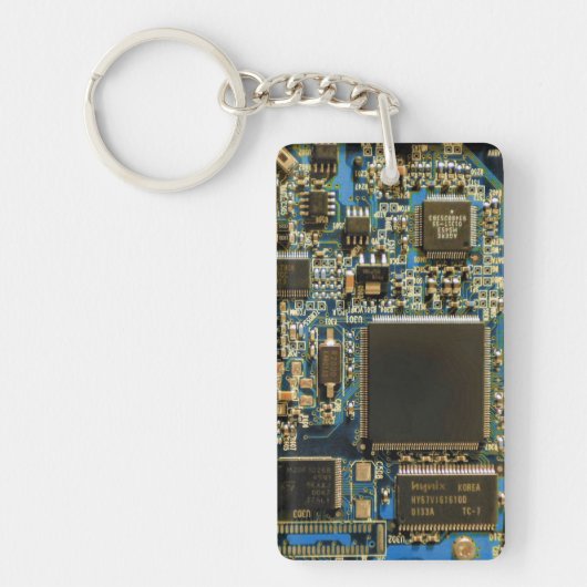 マクロ ブルー回路基板 | PCBの写真 キーホルダー (正面)