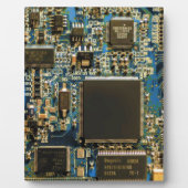 マクロ ブルー回路基板 | PCBの写真 フォトプラーク (正面)