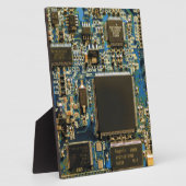 マクロ ブルー回路基板 | PCBの写真 フォトプラーク (側面)