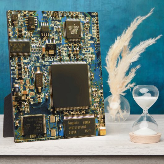 マクロ ブルー回路基板 | PCBの写真 フォトプラーク (側面)
