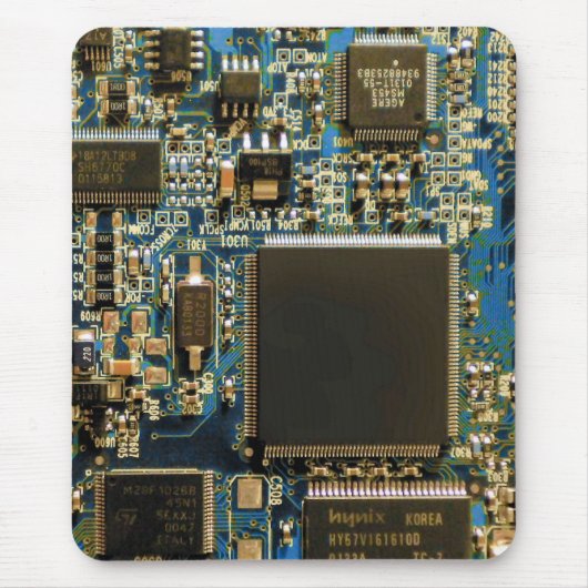 マクロ ブルー回路基板 | PCBの写真 マウスパッド (正面)
