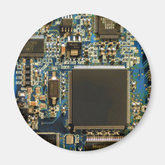 マクロ ブルー回路基板 | PCBの写真 マグネット (正面)