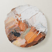 マクロ。抽象芸術アート。表現力豊かなエンボスのペースト状油 ラウンドクッション (裏面)