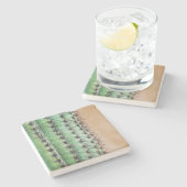 マクロSaguaro Cactus，アリゾナ，正方形の石コースター ストーンコースター (横)