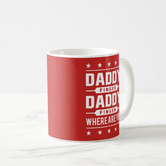 マグいるところ赤く白いレトロのお父さん指 コーヒーマグカップ (正面右)