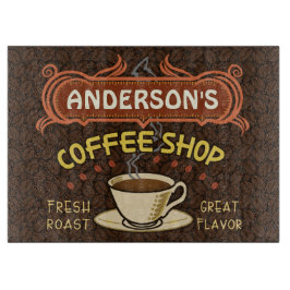 マグおよび豆|のパーソナライズな名前の喫茶店 カッティングボード