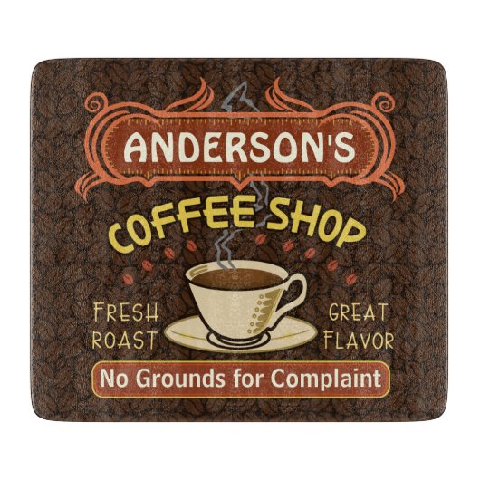 マグが付いている喫茶店はあなた自身のパーソナライズ作成します カッティングボード (正面)