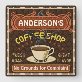 マグが付いている喫茶店はあなた自身のパーソナライズ作成します スクエア壁時計