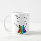 マグとかわいいかわいい猫と虹。 コーヒーマグカップ (左)