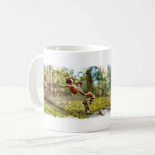 マグとアコンおもしろい小人バイクもしくは自転車に乗る人 コーヒーマグカップ (正面左)