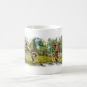 マグとアコンおもしろい小人バイクもしくは自転車に乗る人 コーヒーマグカップ (中央)