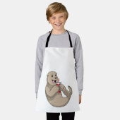 マグとストローのシール エプロン (着用した状態)