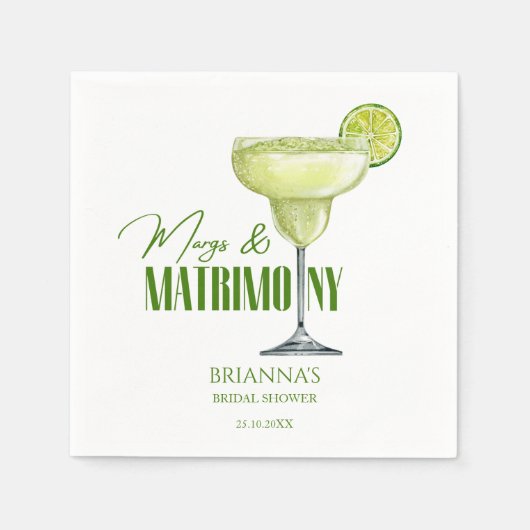 マグとマリッジ ブライダルシャワーのモノグラム スタンダードカクテルナプキン (正面)