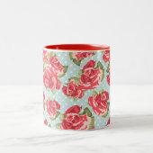 マグのぼろぼろのシックなバラの花柄のヴィンテージ ツートーンマグカップ (中央)