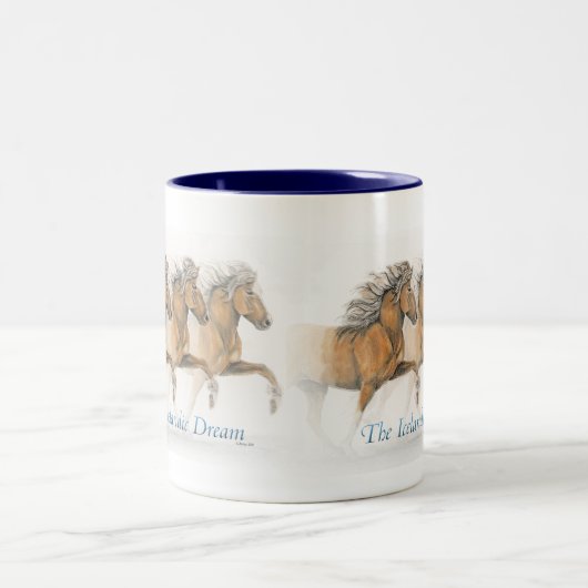 マグのまわりのアイスランドの夢の~の覆い ツートーンマグカップ (中央)