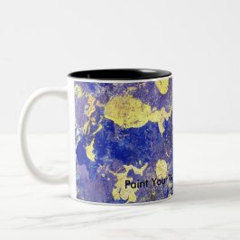 マグのオレンジ点、紫色および金ゴールドの抽象芸術 ツートーンマグカップ