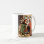 マグのクリスマスのサンタ場面の前のヴィンテージ夜 コーヒーマグカップ (正面右)