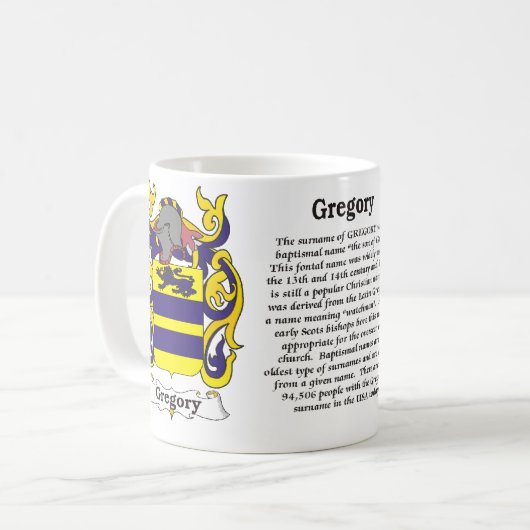 マグのグレゴリー家族の紋章付き外衣 コーヒーマグカップ (正面左)