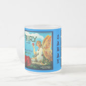 マグのヴィンテージの妖精のAPPLEの木枠のラベルのフルーツのスムージー フロストグラスマグカップ (正面左)