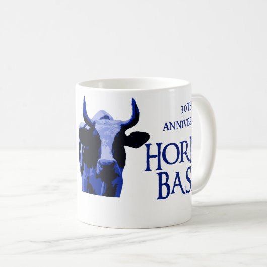 マグの雄牛のローストのHorneの青い強打 コーヒーマグカップ (正面右)