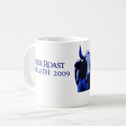マグの雄牛のローストのHorneの青い強打 コーヒーマグカップ (正面左)
