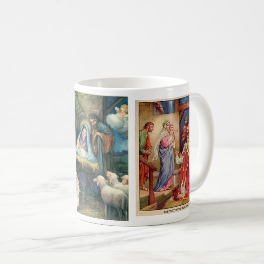 マグの飼い葉桶のクリスマス場面 コーヒーマグカップ (正面右)