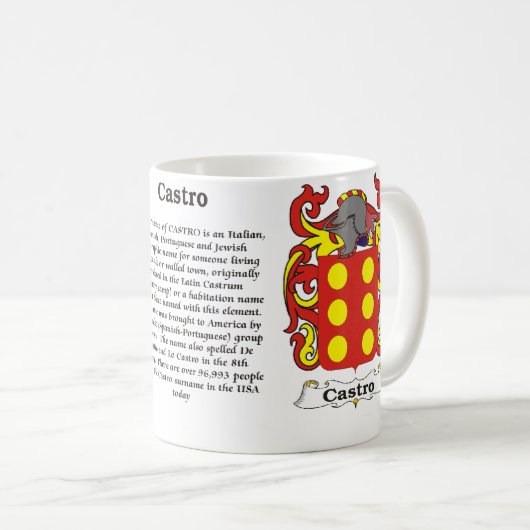 マグのCastro家族の紋章付き外衣 コーヒーマグカップ (正面右)