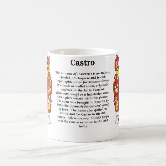 マグのCastro家族の紋章付き外衣 コーヒーマグカップ (中央)