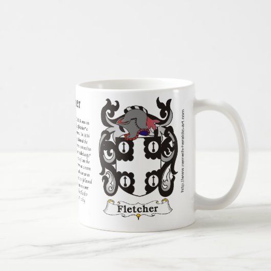 マグのFletcherの紋章付き外衣 コーヒーマグカップ (右)